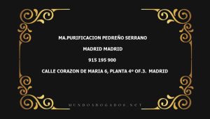 abogado Ma.Purificacion Pedreño Serrano en la localidad de Madrid