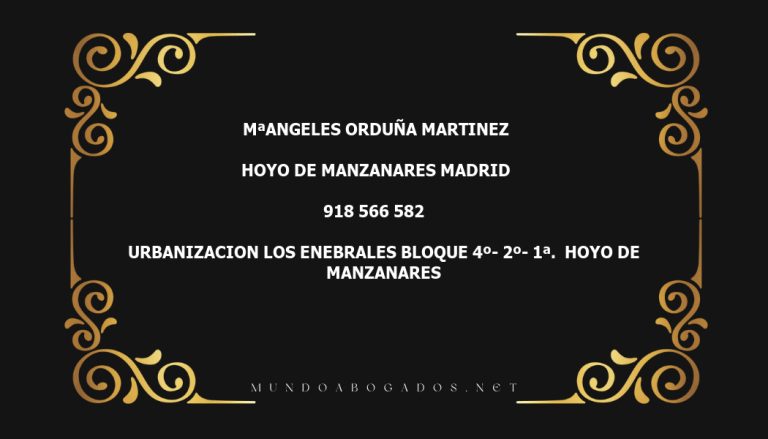 abogado Mªangeles Orduña Martinez en la localidad de Hoyo de Manzanares