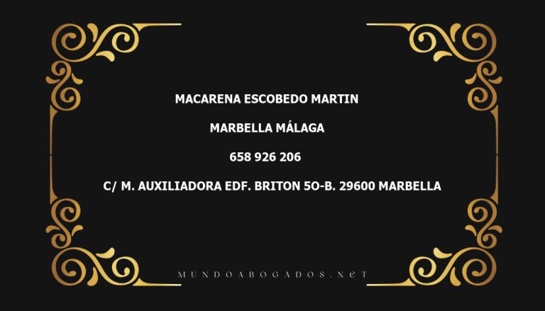 abogado Macarena Escobedo Martin en la localidad de Marbella