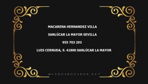 abogado Macarena Hernandez Villa en la localidad de Sanlúcar la Mayor