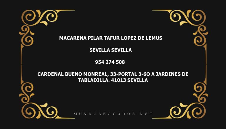 abogado Macarena Pilar Tafur Lopez De Lemus en la localidad de Sevilla