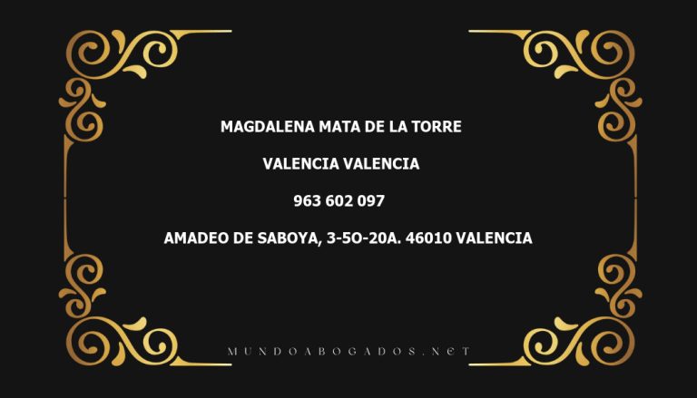 abogado Magdalena Mata De La Torre en la localidad de Valencia