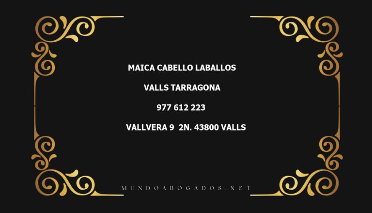 abogado Maica Cabello Laballos en la localidad de Valls