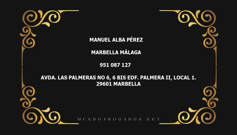 abogado Manuel Alba Pérez en la localidad de Marbella