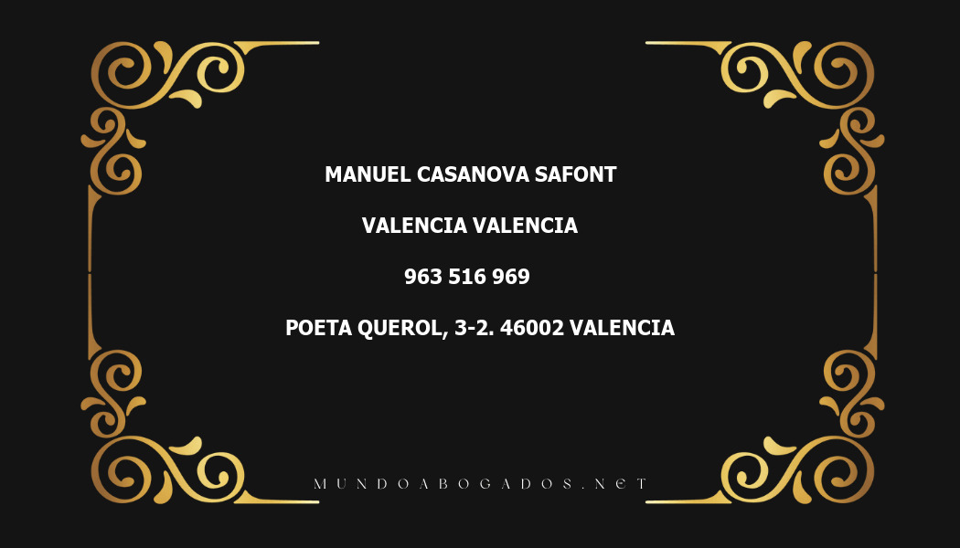 abogado Manuel Casanova Safont en la localidad de Valencia