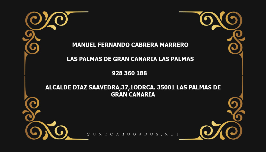 abogado Manuel Fernando Cabrera Marrero en la localidad de Las Palmas de Gran Canaria