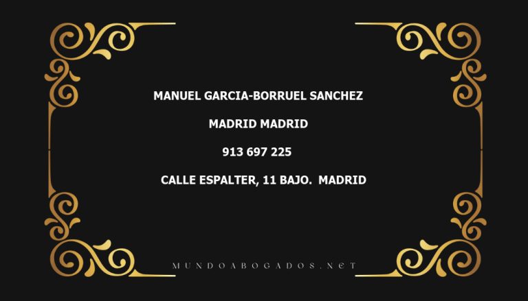 abogado Manuel Garcia-Borruel Sanchez en la localidad de Madrid