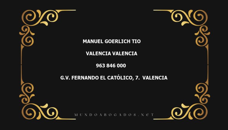 abogado Manuel Goerlich Tio en la localidad de Valencia