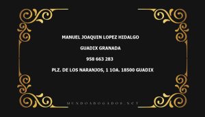 abogado Manuel Joaquin Lopez Hidalgo en la localidad de Guadix