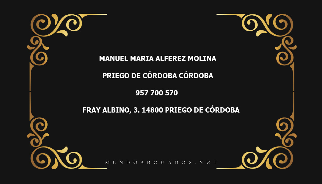 abogado Manuel Maria Alferez Molina en la localidad de Priego de Córdoba