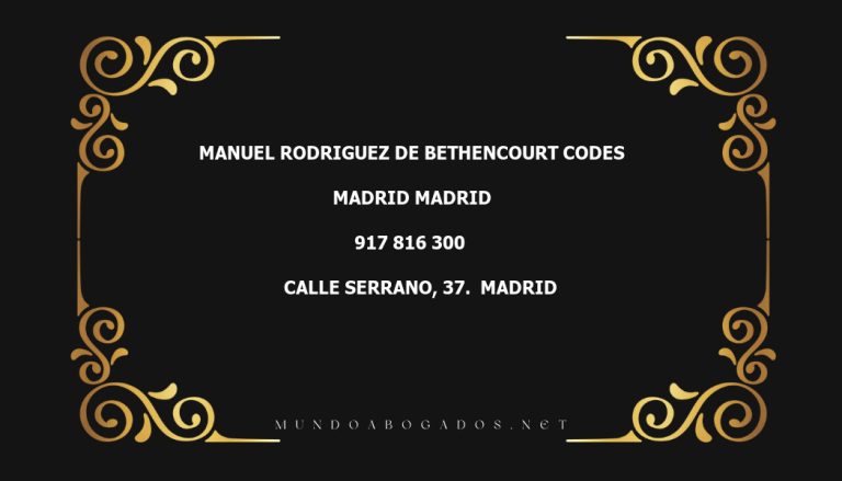 abogado Manuel Rodriguez De Bethencourt Codes en la localidad de Madrid