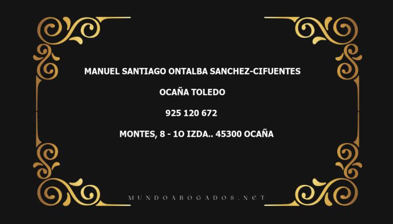 abogado Manuel Santiago Ontalba Sanchez-Cifuentes en la localidad de Ocaña