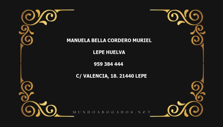 abogado Manuela Bella Cordero Muriel en la localidad de Lepe