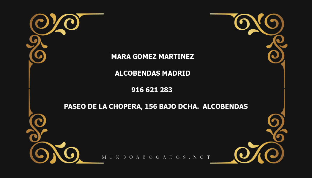 abogado Mara Gomez Martinez en la localidad de Alcobendas