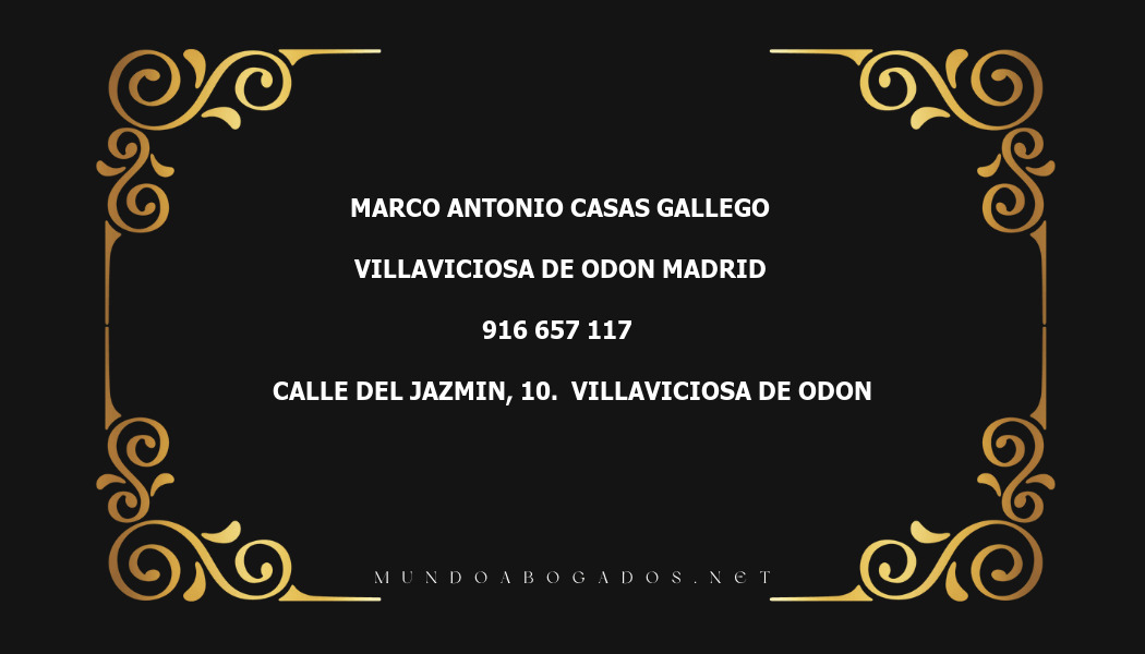 abogado Marco Antonio Casas Gallego en la localidad de Villaviciosa de Odon