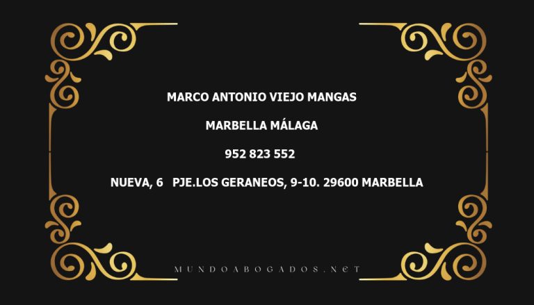 abogado Marco Antonio Viejo Mangas en la localidad de Marbella