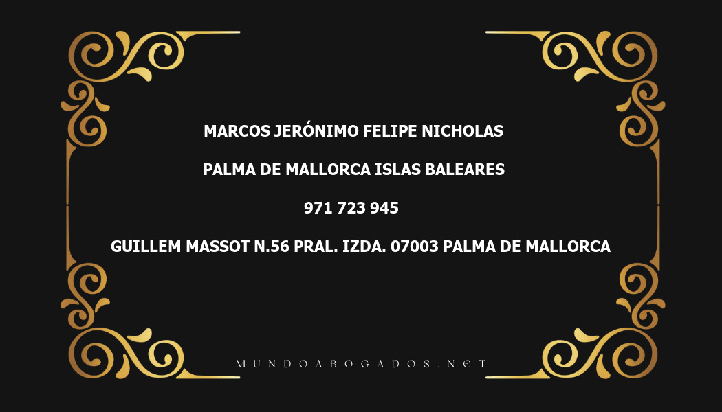 abogado Marcos Jerónimo Felipe Nicholas en la localidad de Palma de Mallorca