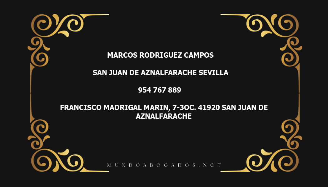 abogado Marcos Rodriguez Campos en la localidad de San Juan de Aznalfarache