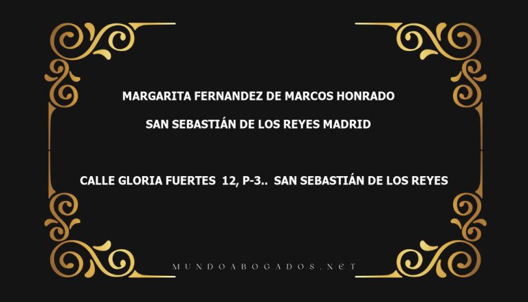 abogado Margarita Fernandez De Marcos Honrado en la localidad de San Sebastián de los Reyes