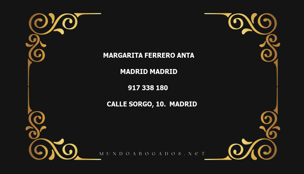 abogado Margarita Ferrero Anta en la localidad de Madrid