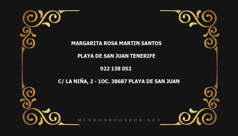 abogado Margarita Rosa Martin Santos en la localidad de Playa de San Juan