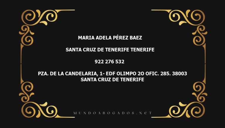 abogado Maria Adela Pérez Baez en la localidad de Santa Cruz de Tenerife