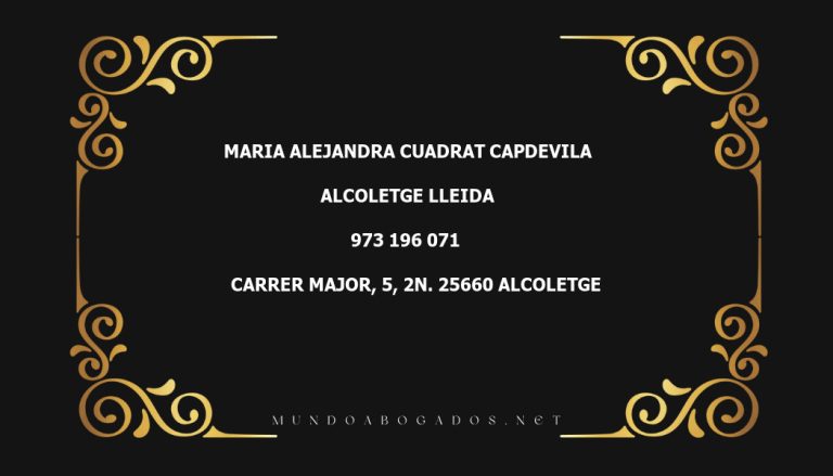 abogado Maria Alejandra Cuadrat Capdevila en la localidad de Alcoletge