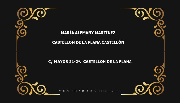 abogado María Alemany Martínez en la localidad de Castellon de la Plana