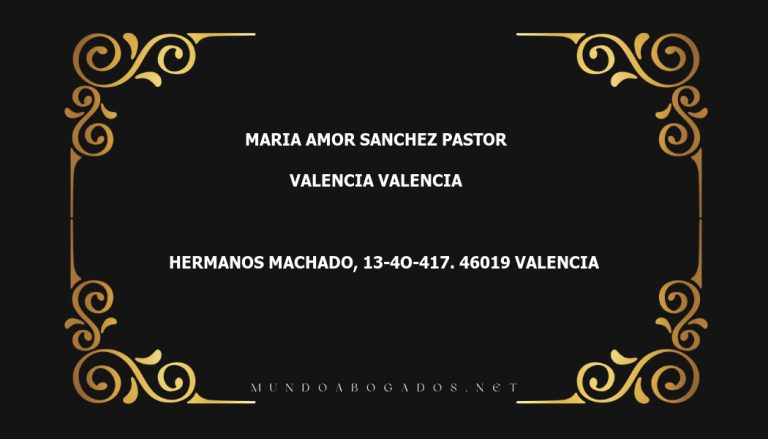 abogado Maria Amor Sanchez Pastor en la localidad de Valencia