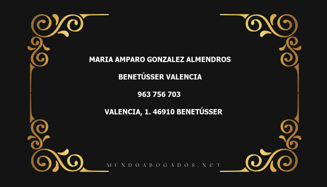 abogado Maria Amparo Gonzalez Almendros en la localidad de Benetússer