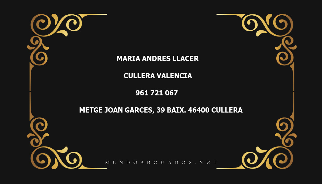 abogado Maria Andres Llacer en la localidad de Cullera