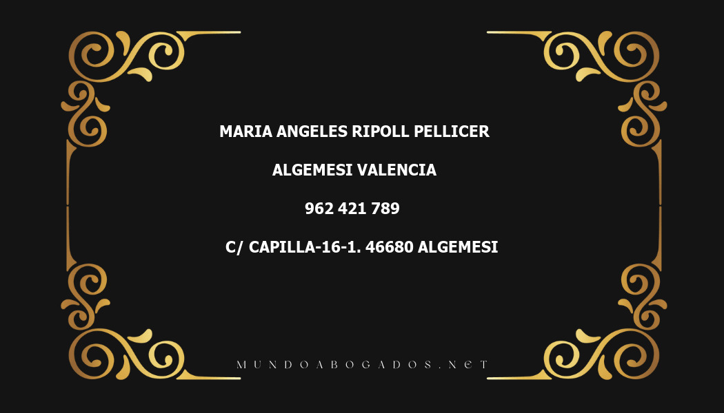 abogado Maria Angeles Ripoll Pellicer en la localidad de Algemesi