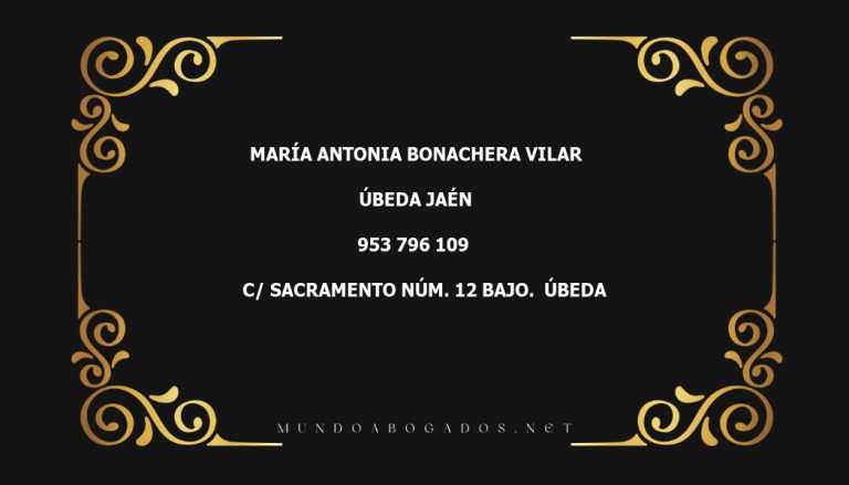 abogado María Antonia Bonachera Vilar en la localidad de Úbeda