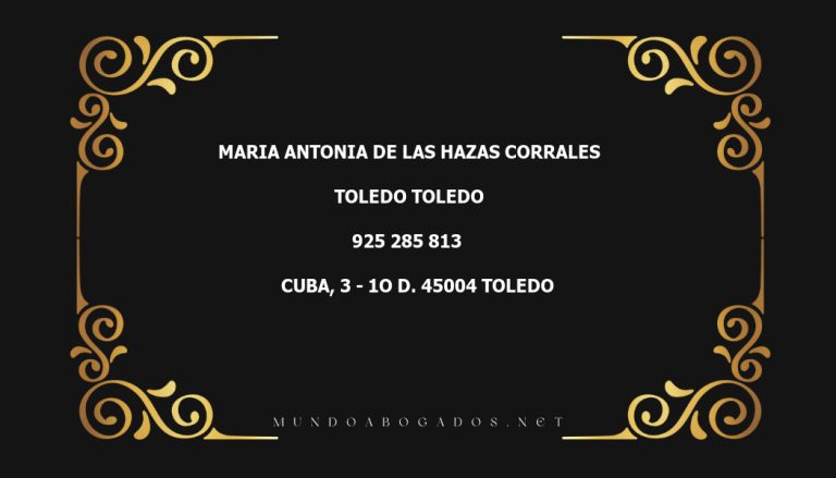 abogado Maria Antonia De Las Hazas Corrales en la localidad de Toledo