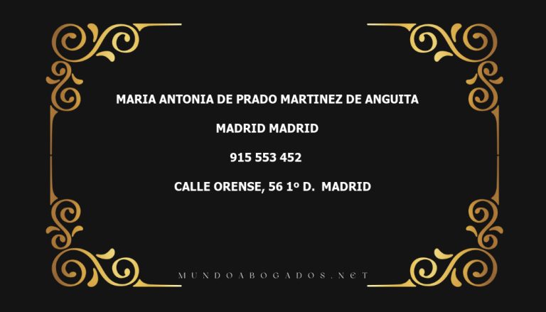 abogado Maria Antonia De Prado Martinez De Anguita en la localidad de Madrid