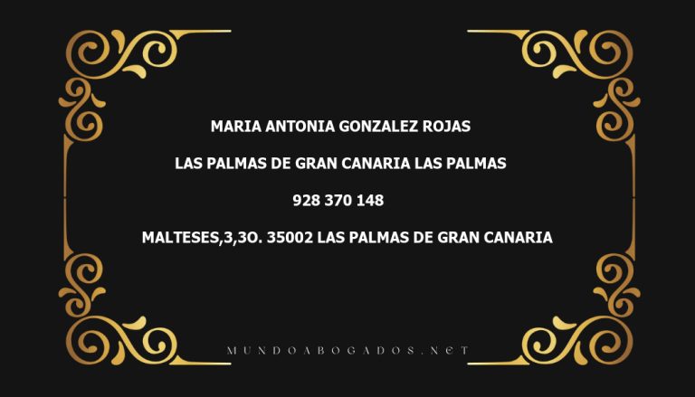 abogado Maria Antonia Gonzalez Rojas en la localidad de Las Palmas de Gran Canaria