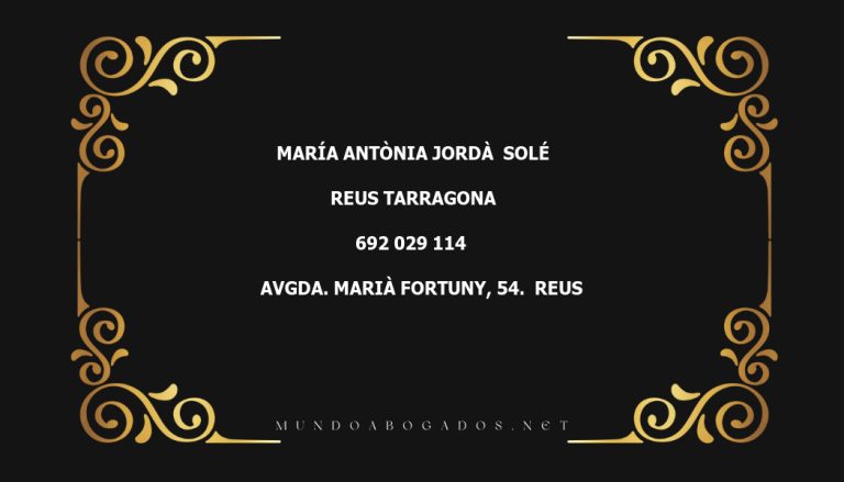 abogado María Antònia Jordà  Solé en la localidad de Reus