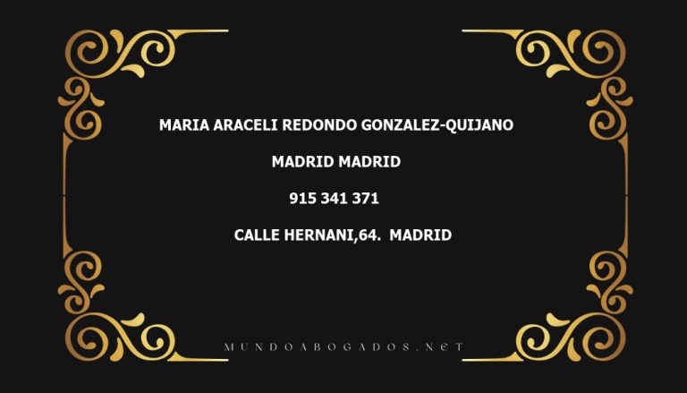 abogado Maria Araceli Redondo Gonzalez-Quijano en la localidad de Madrid