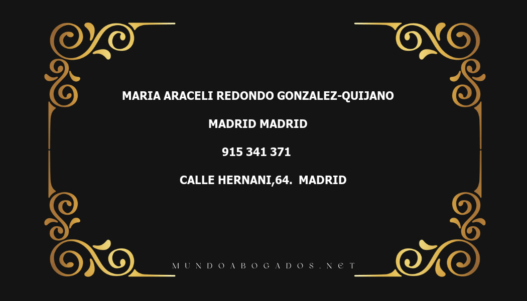 abogado Maria Araceli Redondo Gonzalez-Quijano en la localidad de Madrid