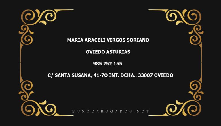 abogado Maria Araceli Virgos Soriano en la localidad de Oviedo