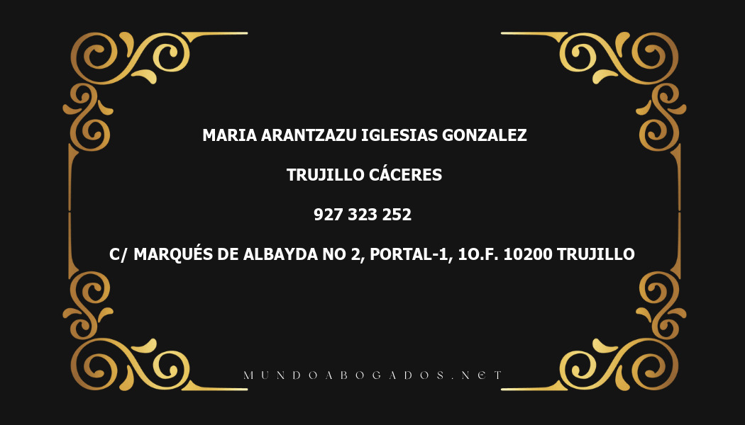 abogado Maria Arantzazu Iglesias Gonzalez en la localidad de Trujillo