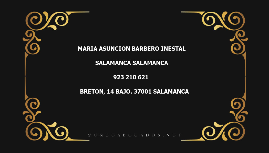 abogado Maria Asuncion Barbero Inestal en la localidad de Salamanca