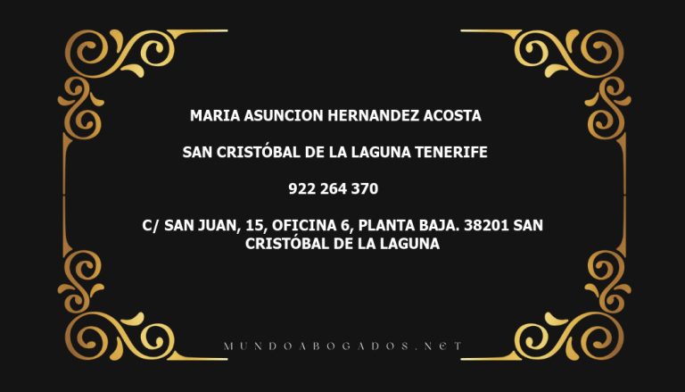 abogado Maria Asuncion Hernandez Acosta en la localidad de San Cristóbal de La Laguna