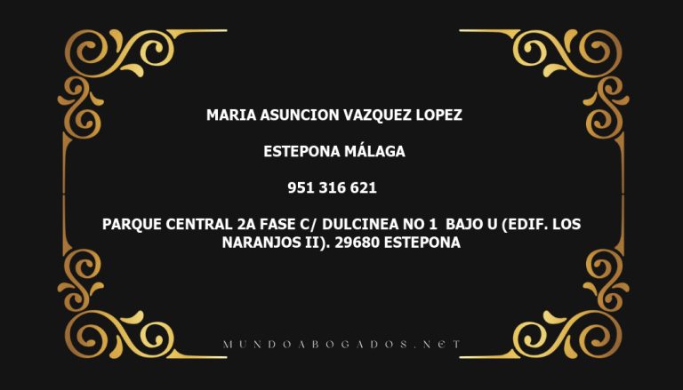 abogado Maria Asuncion Vazquez Lopez en la localidad de Estepona