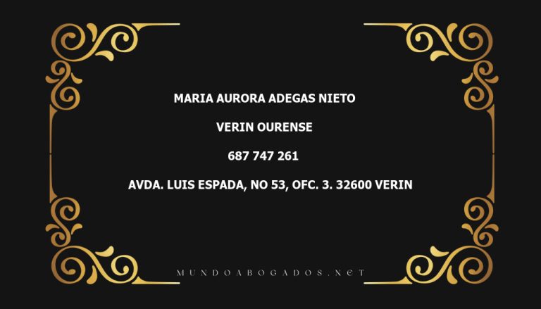 abogado Maria Aurora Adegas Nieto en la localidad de Verin