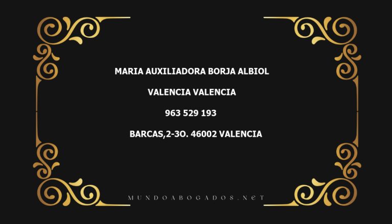 abogado Maria Auxiliadora Borja Albiol en la localidad de Valencia