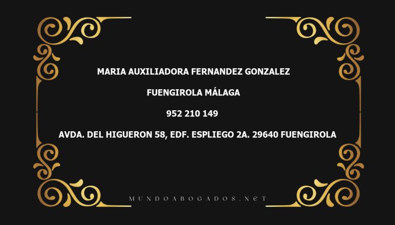 abogado Maria Auxiliadora Fernandez Gonzalez en la localidad de Fuengirola