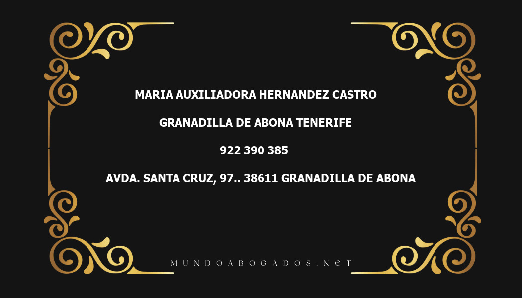 abogado Maria Auxiliadora Hernandez Castro en la localidad de Granadilla de Abona