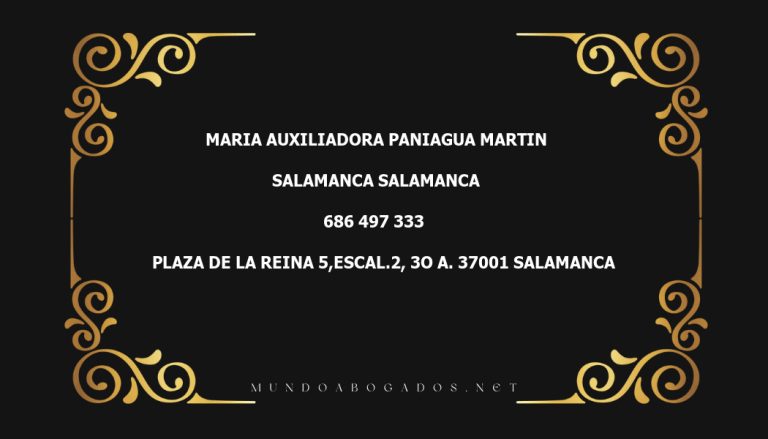 abogado Maria Auxiliadora Paniagua Martin en la localidad de Salamanca