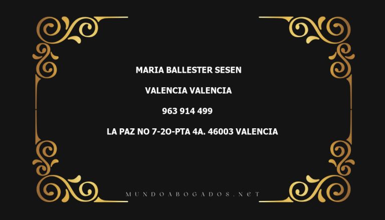 abogado Maria Ballester Sesen en la localidad de Valencia